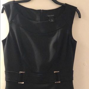 Business black sheath sleeveless dress interview